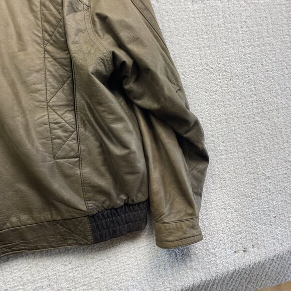 CORDOVAN Montreal Leather Bomber Jacket Military Style Olive Green Men Sz 42 VTG - Picture 16 of 16